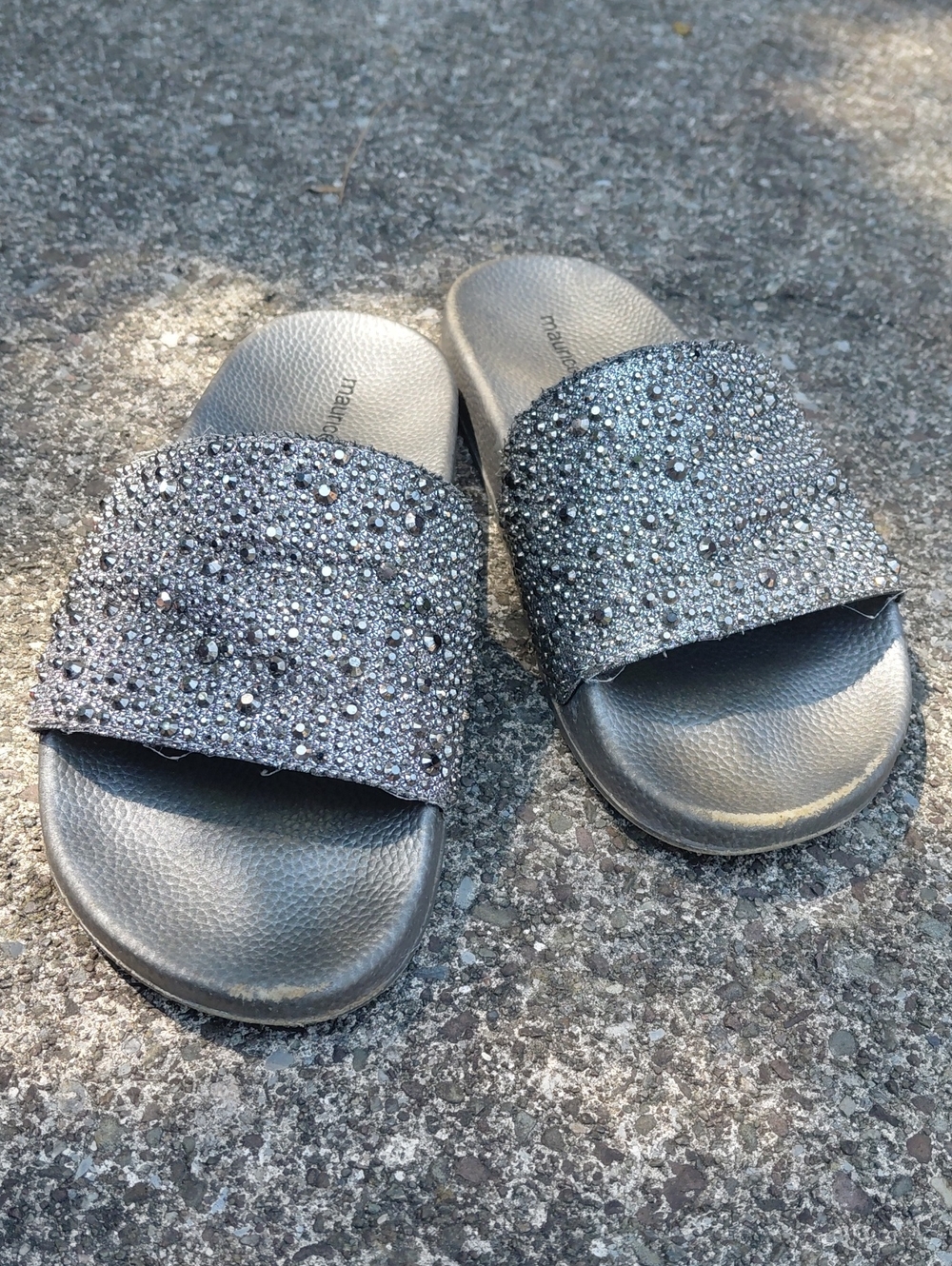 Maurices Silver Sparkle Slide Sandals